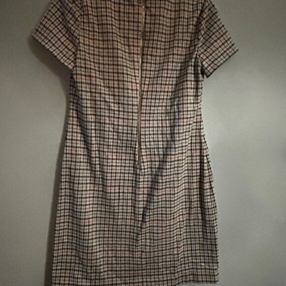 NWT Calvin Klein Herringbone Check Print Ponte Short Sleeve Shirt Dress Size 8 - Picture 4 of 5
